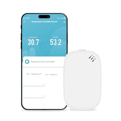 Imagen de MOES Smart Termómetro Higrómetro ZigBee (Requiere Hub) con Almacenamiento de Datos, Compatible Dispositivos Tuya