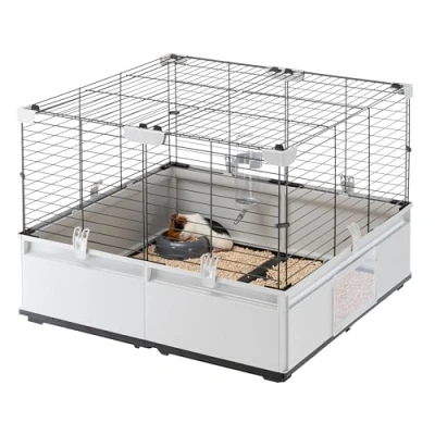 Imagen de Ferplast Jaula para Conejos, Conejillos de Indias, Cobaya, Espaciosa y Modular 1, con Accesorios, Extensible, Fácil Mantenimiento, 1,74 x 72 h 56 cm