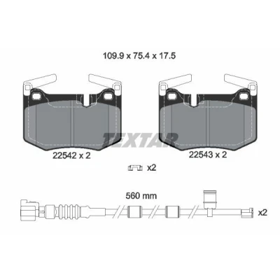 Imagen de TEXTAR 2254201 Juego de pastillas freno preparado para indicador desgaste con accesorios LEXUS: GS IV, RC