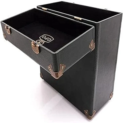 Imagen de GPGPO Funda de transporte vintage para LPs, álbumes y discos vinilo 12 pulgadas (alberga 30 álbumes) Verde/Negro