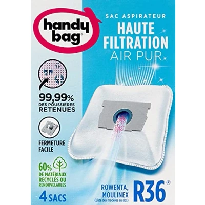Imagen de Bolsas Handy Bag para aspiradoras Rowenta con cierre hermético y filtro antialérgenos 4 Sacs