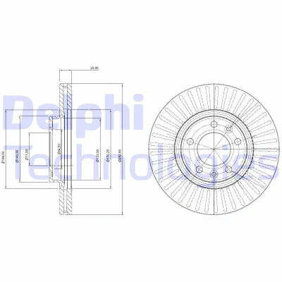 Imagen de DELPHI BG3835C Disco de freno 283 26 5 ventilado revestido sin procesar cojinete rueda, anillo sensor ABS PEUGEOT: 407 Berlina, 508 I Berlina