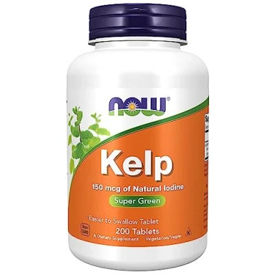Imagen de Now Foods, Kelp (Algas Marinas), 150mcg, 200 Comprimidos, Probado en Laboratorio, Yodo Natural, Sin Soja, Gluten, Vegetariano
