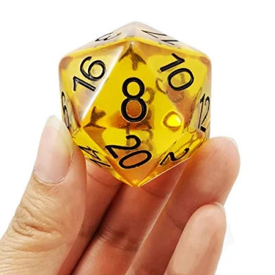 Imagen de Bescon Amber Jumbo D20 38MM, Big Size 20 Sides Dice, Faces Cube 1.5 Inch