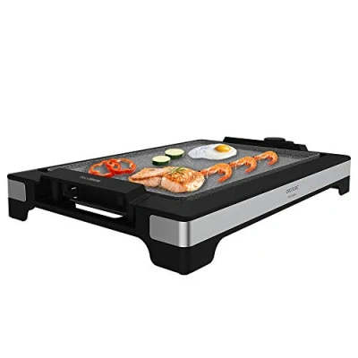 Imagen de Cecotec Plancha eléctrica Tasty&amp;Grill 2000 InoxStone. W, Placa RockStone antiadherente, Termostato regulable, 5 niveles potencia, extraíble, Apta lavavajillas