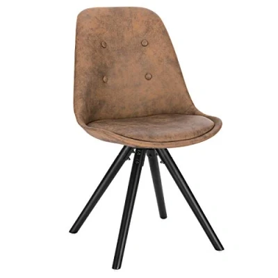 Imagen de WOLTU 1X Sillas de Comedor Nórdica Asiento Tela Estilo Vintage Pata Madera Maciza con Respaldo Diseño Moderno Marrón Oscuro BH268dbr 1