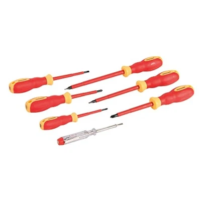 Imagen de Silverline Tools 928227 Juego de destornilladores engomados para electricistas VDE, color rojo