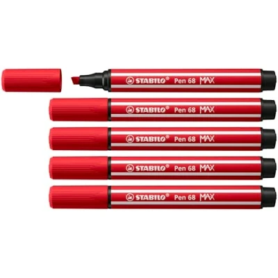 Imagen de STABILO Rotulador Premium punta biselada (1 + 5 mm) Pen 68 MAX Caja de Color Carmín