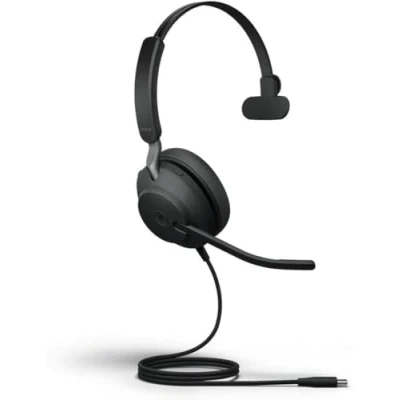 Imagen de Jabra Evolve2 40 Auriculares Monoaurales con Cancelación de Ruido y Tecnología Llamada Tres Micrófonos Certificados para plataformas UC Cable USB C Negro