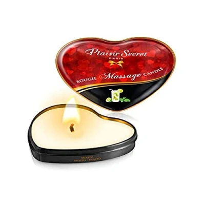 Imagen de LOVERSpack Vela Masaje Erótico Comestible y Afrodisíaca con Aroma Mojito 35 ml. En lata forma de corazón Plaisirs Secrets Paris (CC826066)