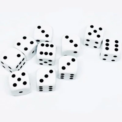 Imagen de 10X Dados Blancos 16mm Set de Juego Seis Caras en Acrílico, Blancos, Juegos Mesa Blanco
