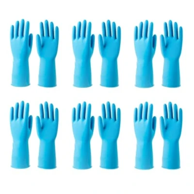 Imagen de Siyecioa 6 Pares Guantes de Limpieza Hogar, Latex, Cocina Baño, Forro Algodón Reciclado, para Todo Tipo Tareas y Cuidado, Talla M (Azul)