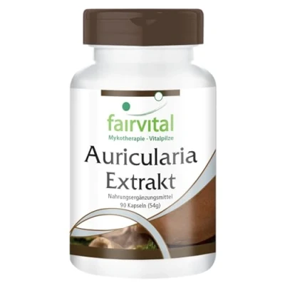 Imagen de Fairvital Auricularia 500mg VEGANO Oreja de Judas (Auricularia auricula judae) Dosis elevada 30% polisacáridos 90 Cápsulas Calidad Alemana