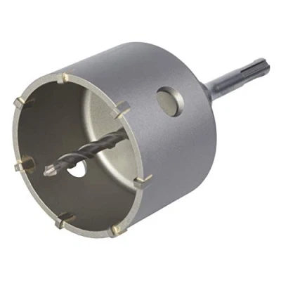 Imagen de wolfcraft Corona de perforación con broca carburo y adaptador SDS Plus I 5481000 Para instalaciones sanitarias eléctricas en hormigón, paredes ladrillo piedra; profundidad corte: 46 mm