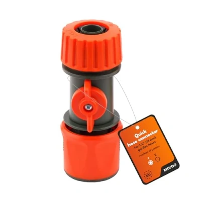 Imagen de MIVOS Conector de Manguera con Válvula Reguladora para Jardín 1/2 Pulgadas (13 mm) Acoplamiento Rápido Parada Agua Facilitar el Cambio los Dispositivos Riego