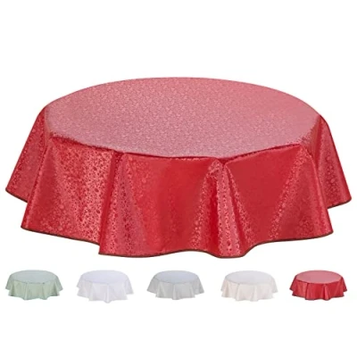 Imagen de Home Direct Mantel redondo de hule PVC con relieve, 140 cm, color rojo