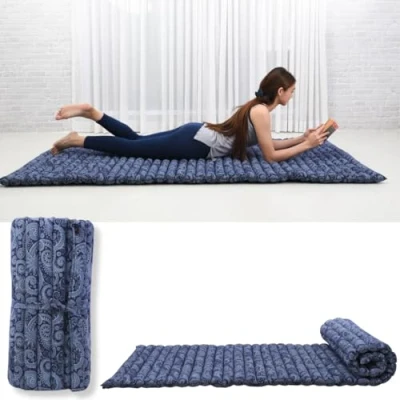 Imagen de LEEWADEE Colchon Plegable Futon para Dormir, Esterilla Fitness Gruesa, Mattress De Kapok, 190 x 70 cm, Azul Blanco