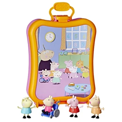 Imagen de Peppa Pig F3779 Los Amigos del Colegio, Juguete Preescolar, Estuche portátil con asa y 4 Figuras, A Partir de 3 años, Multicolor
