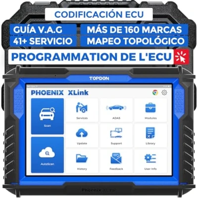 Imagen de TOPDON Phoenix XLink Herramienta de Diagnóstico Programación ECU, Escáner con Codificación ECU Online/41 Servicio/Control Bidireccional/Guiado V.A.G, Topología, Actualización 2 Años