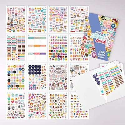 Imagen de colortouch My Sticker Book Lote de 1000 pegatinas adhesivos, diseños diferentes, 16 páginas (A5)