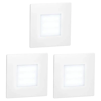 Imagen de ledscom.de 3 LED luz de escalera/luz pared empotrada FEX para interior y exterior, angular, 85 x 85mm, blanco frío