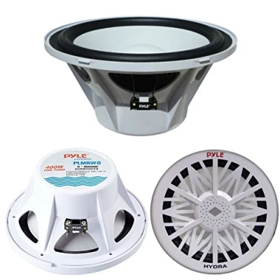 Imagen de Pyle 1 SUBWOOFER PLMRW8 Sub Chubasquero Marino WÁTERPROOF 8&quot; 20,00 CM 200 MM Blancos por EMBARCACIONES Barco BALSA Piscina Individual Bobina 4 Ohm DE VATIOS RMS Y 400 MAX Pieza