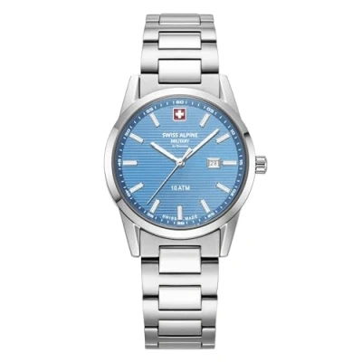 Imagen de swiss alpine military Reloj analógico de cuarzo 7767.1 para mujer, acero inoxidable, Acero/Acero/Azul Claro 1131sam
