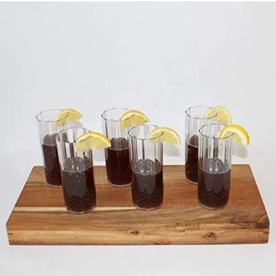 Imagen de e2e Juego de 6 vasos largos plástico efecto cristal, 400 ml, diámetro 16 x 15 cm, para bebidas largas, cócteles, batidoras alta ball