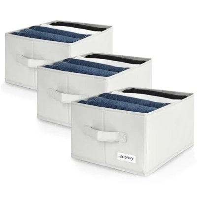 Imagen de 4CONVY organizador de pantalones para armario resistente [2024 MATERIAL MEJORADO] 3 unidades organizadoras reforzadas y rígidas con grandes compartimentos guardar