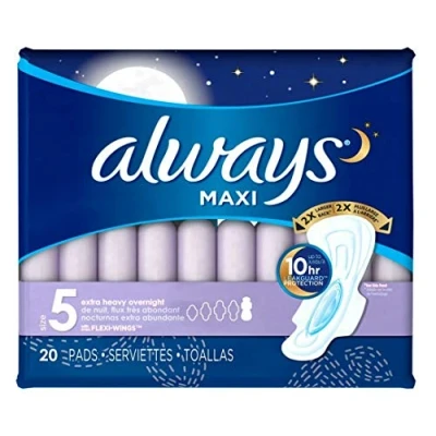Imagen de Always Extra Heavy Overnight Maxi Pads with Flexi Wings 20 Count