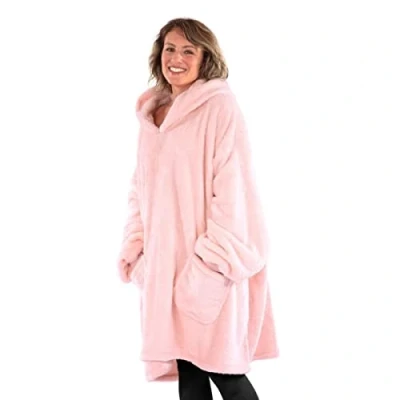 Imagen de Snug Rug Rosa Manta Sudadera con Capucha y Forro Polar Sherpa para Adultos, Suave, cómoda de Gran tamaño Mangas los Brazos Que, suéter Unisex