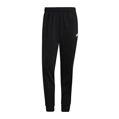 Imagen de adidas Essentials Single Jersey Tapered Open Hem 3 stripes Joggers Pantalones de chándal, Black/White, L Tall Hombre