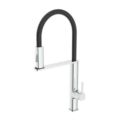 Imagen de IMEX Grifo de Cocina Extraible Monomando Fregadero con Difusor Griferia Mangera Flexible 360º Serie Menorca Color Cromado