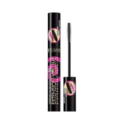 Imagen de Eveline Cosmetics Extension Volume 4D Falsa Definición Engrosamiento y Separación Máscara de pestañas Largas Negro 10ML Efecto Postizas Perfecta Reconstrucción