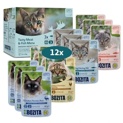 Imagen de Bozita Canapés en Salsa con Pescado y Carne Multibox 12 x 85 g Pouch Comida húmeda para Gatos Bolsa de porciones