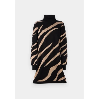 Imagen de Object Objray ROLL NECK Graphic Vestido de punto, Mujer, Talla: XS, Black/desert taupe