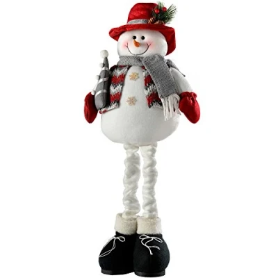 Imagen de WeRChristmas Figura de Papá Noel Muñeco Nieve Navidad Decoraciones Mesa, 20 cm, Color Rojo/Gris, Juego 2