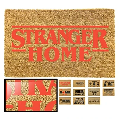 Imagen de LucaHome Felpudo Entrada casa Original y Divertido de Coco Natural Stranger Home 40x70 Ideal para Puertas Exteriores Cubiertas, pasillos entradas hogares