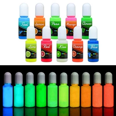 Imagen de Colorante Resina Epoxi UV Fluorescente Pigmento Líquido de Transparente Luminosa para UV, Fabricación Joyas Tinte Pintura, Manualidades 10 ml Cada Uno