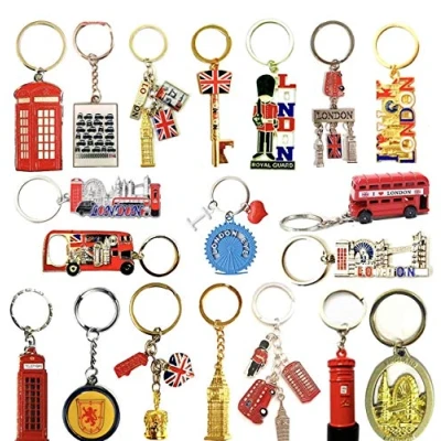 Imagen de A1 Gifts British Souvenirs 10 llaveros de Londres con iconos Gran Bretaña, recuerdo Reino Unido, llavero metal famoso Inglaterra, Londres, Color Multi, Mix sizes