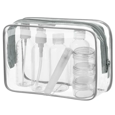 Imagen de MOCOCITO Necesers Transparentes y 1 Bolsa de Vuelo para Líquidos (20cm x 20cm,1L), Cosméticos Impermeable Hombre Mujer
