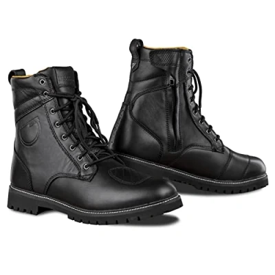 Imagen de SHIMA Thomson, Zapatos Moto Hombre Reforzados de Cuero, Soporte para el Tobillo, Suela Antideslizante, Mango Cambio Marchas (Negro, 41 eu)