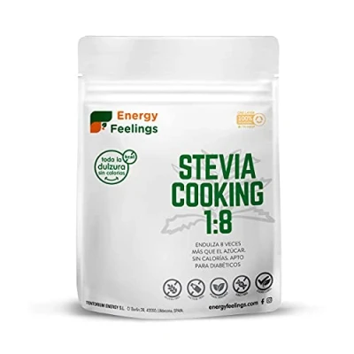 Imagen de Energy Feelings Stevia Cooking 1:8, Eritritol con en Polvo, Edulcorante y Endulzante Natural, Sin Azúcar, Gluten, Vegano, para Cocinar, 200g