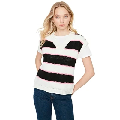 Imagen de Trendyol Suéter de Punto básico Cuello Redondo para Mujer, Crudo, S