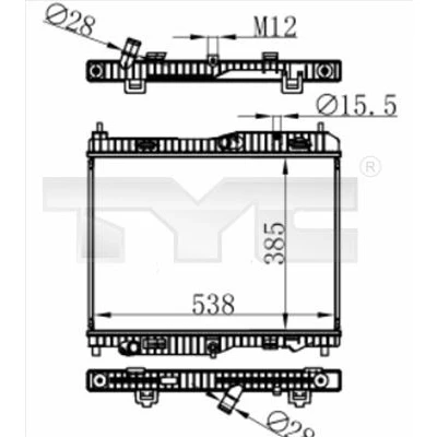 Imagen de TYC 710 0059 Radiador, refrigeración del motor 538 385 22 Aletas soldadas FORD: Ecosport Mk2, FIESTA 7, Transit Courier Furgón