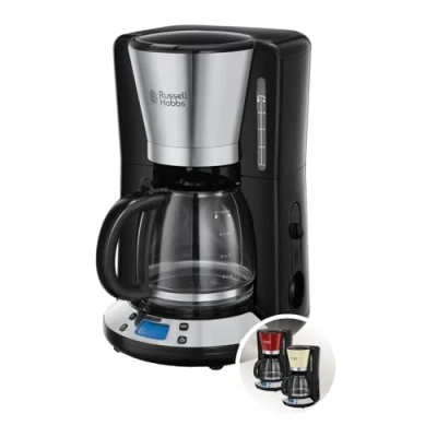 Imagen de Russell Hobbs Cafetera de Goteo Victory 15 Tazas, Jarra Cristal 1,5L, Soporte Filtro Extraíble, Tecnología WhirlTech, Cuchara Medidora, Pantalla LCD, Programable, Negro y Plata 24030 56