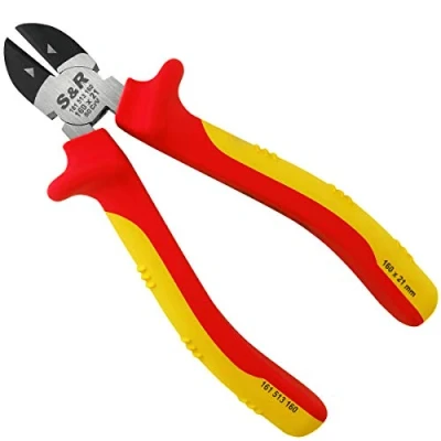 Imagen de S&amp;R Alicate de Corte Lateral Diagonal electricista Pelacables 160mm VDE series 1000 V Acero cromo vanadio fosfatado