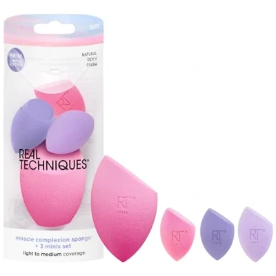 Imagen de Real Techniques Esponja Miracle Complexion de la marca Sunrise To Sunset y kit 3 miniaturas, juego 4 piezas