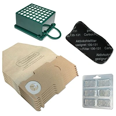 Imagen de Juego de 6 Bolsas aspiradora + Ambientadores Filtro HEPA Carbón para Vorwerk Kobold VK 130, 131 SC, VK130, VK131