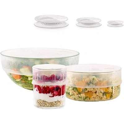 Imagen de Lékué Tapas extensibles para conservación de alimentos, Transparente, 11.5/15 / 20 cm, Kit 3 unidades